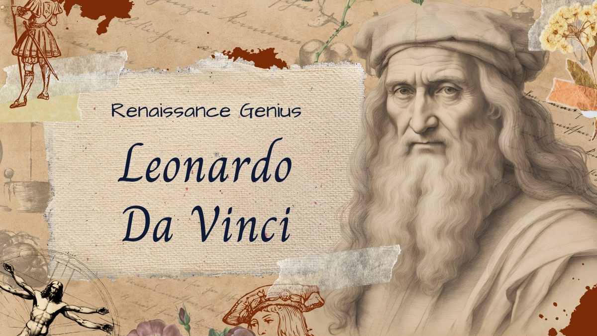 Slide Biografi Vintage Leonardo Da Vinci Template Presentasi Gratis SlidesCarnival