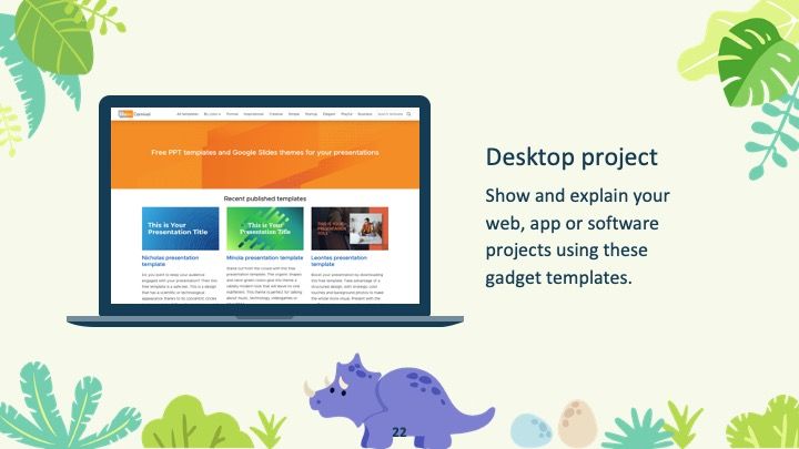 Plantilla para presentación con dinosaurios adorables - diapositiva 22
