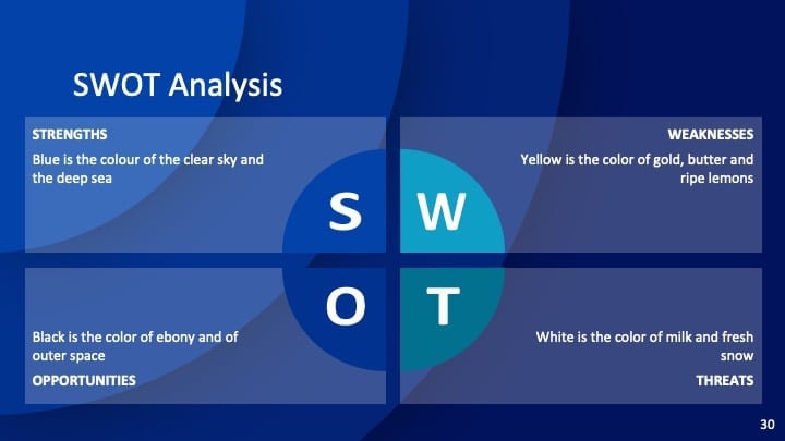 Slide Biru Memusat yang Elegan - slide 30