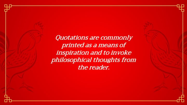 중국에서 빨간색은 행운을 상징하며 전통적으로 행복의 상징적인 색상입니다. 금은 부와 번영과 관련이 있습니다. - 슬라이드 5