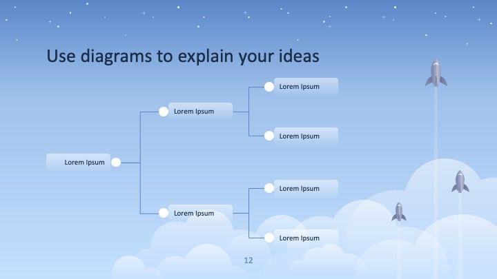 Plantilla de presentación con cohetes despegando - diapositiva 12