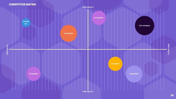 Plantilla para presentación morada con hexágonos - diapositiva 34