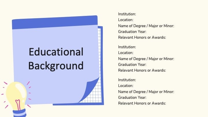 Slides de currículo acadêmico - deslizar 7