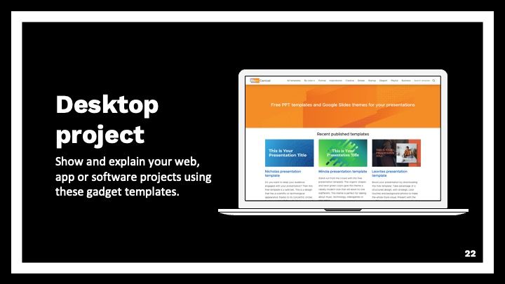 Plantilla de presentación minimalista y negra - diapositiva 22