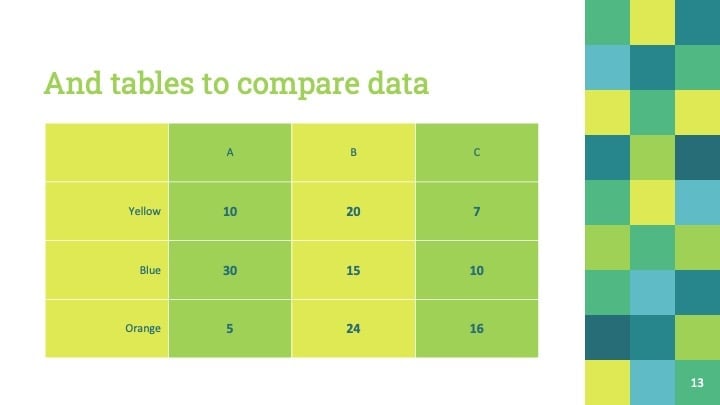 Green Squares Slides - slide 13