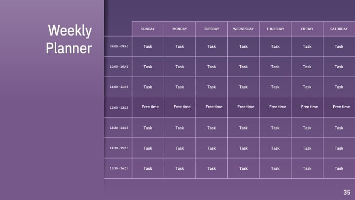 Slides Profissionais em Roxo - deslizar 35