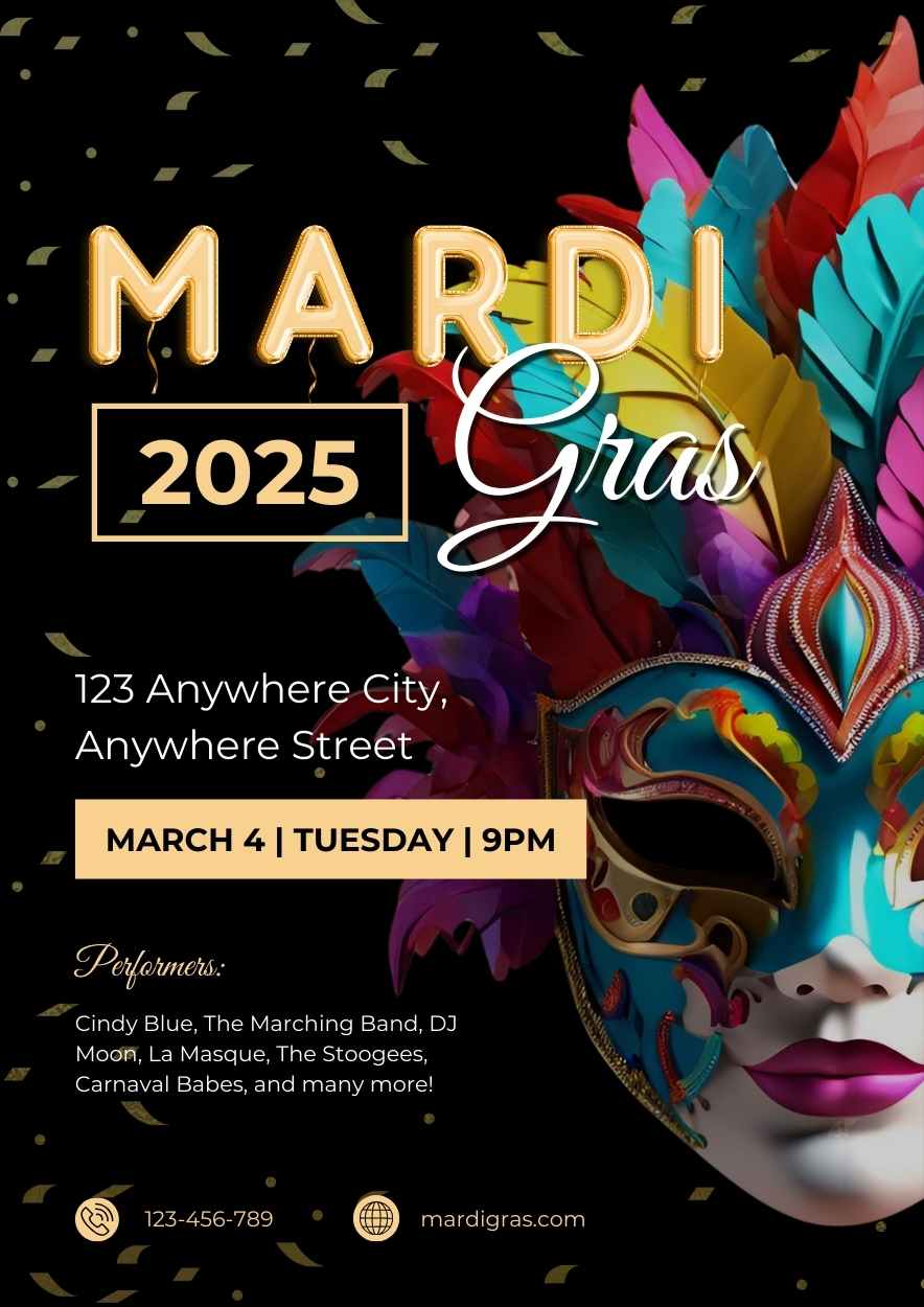 3D Mardi Gras Flyer - slide 1