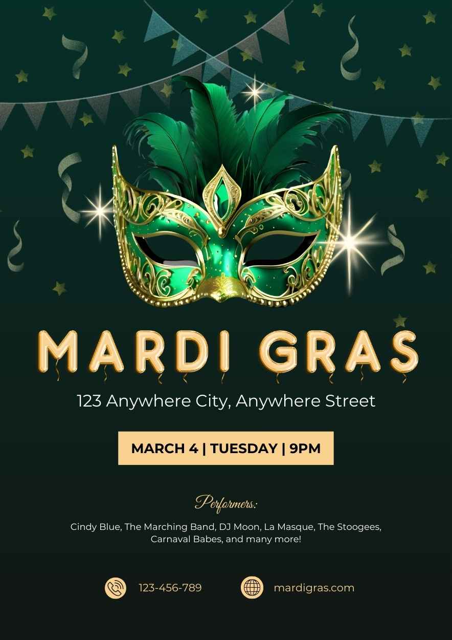 3D Mardi Gras Flyer - slide 2