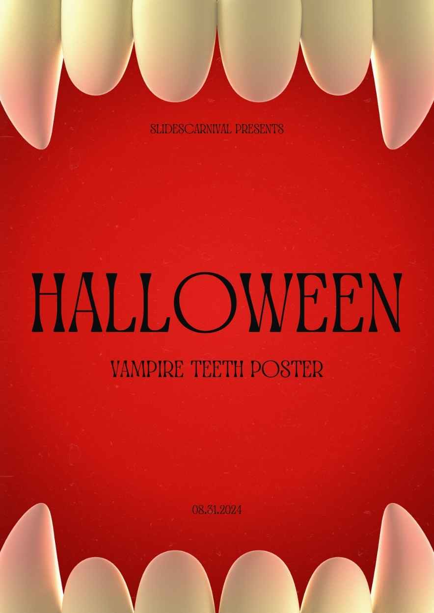 3D Vampire Teeth Halloween Poster - slide 1