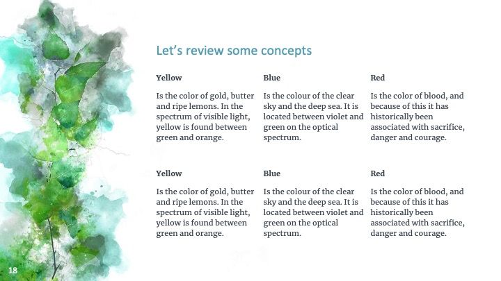 Plantilla para presentación de naturaleza con acuarelas - diapositiva 18
