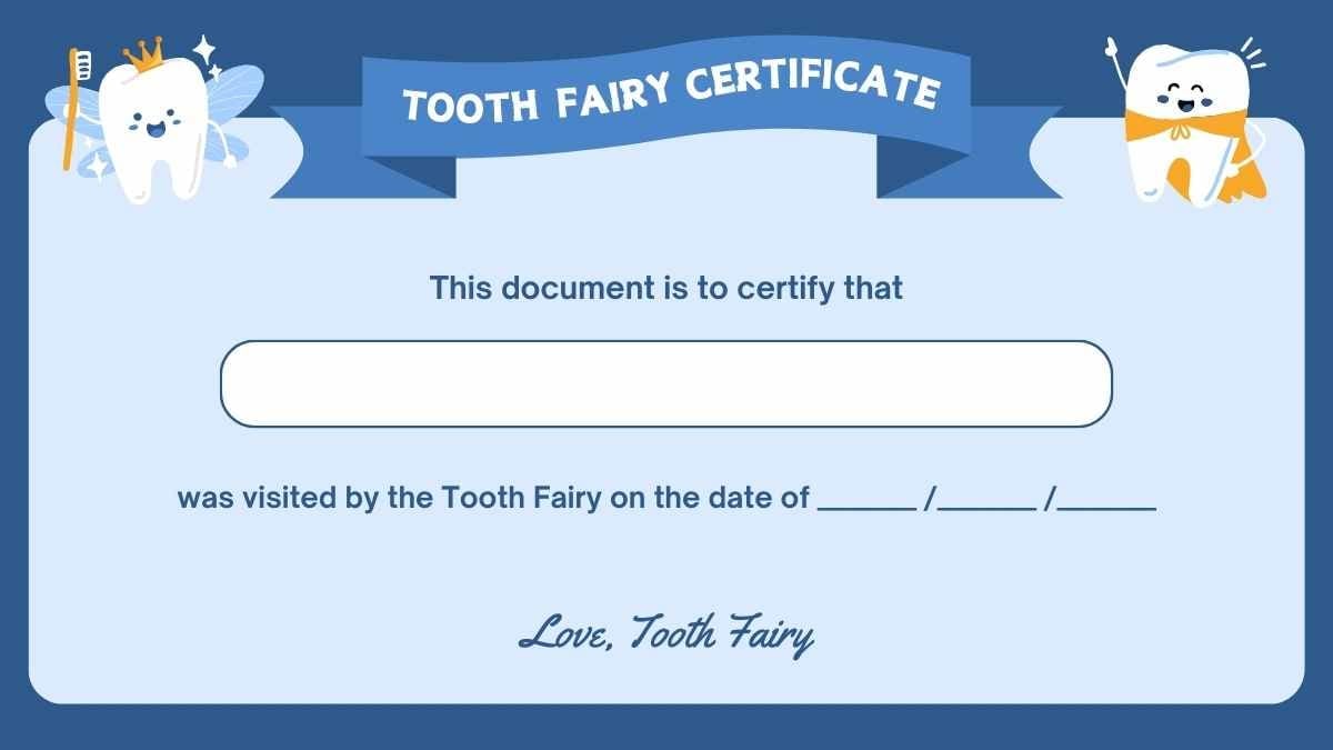 Cute Tooth Fairy Certificate for Dentists - slide 5