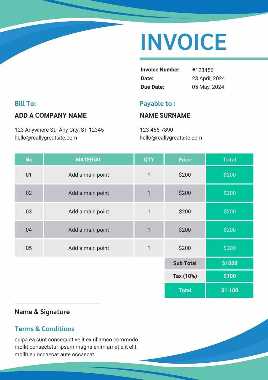 Abstract Contractor Invoice - slide 1