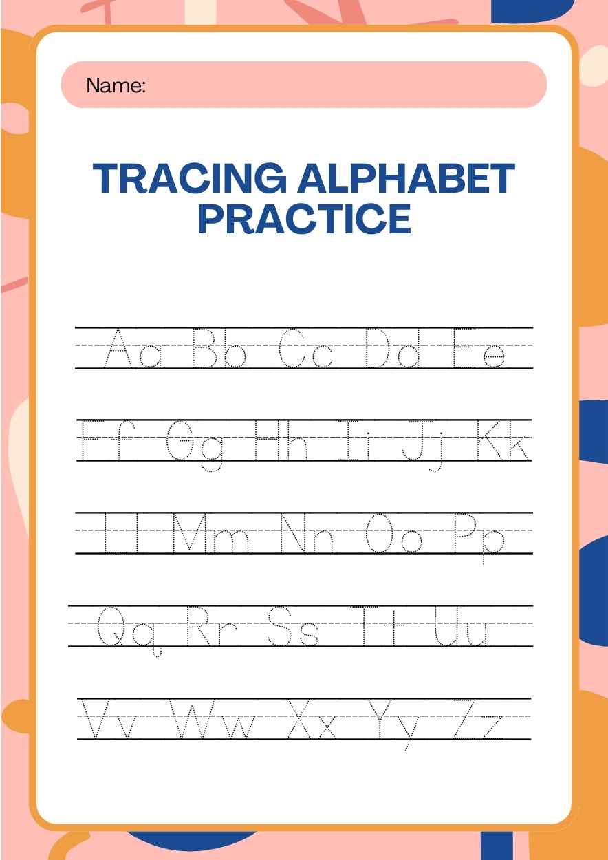 Abstract Tracing Alphabet Practice Worksheet Slides - slide 1