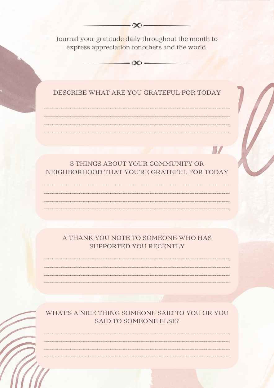 Abstract Watercolor Gratitude Journal Worksheet - slide 4