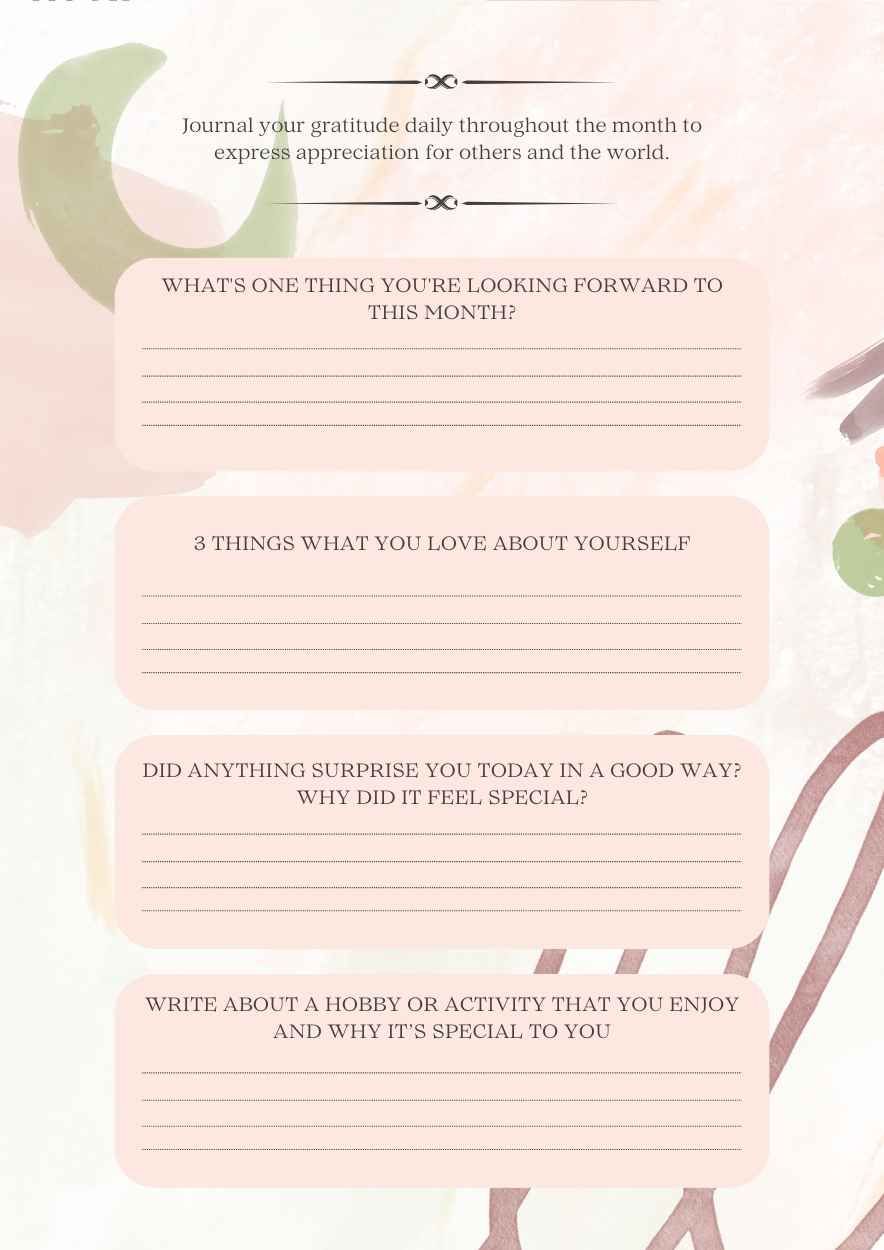 Abstract Watercolor Gratitude Journal Worksheet - diapositiva 5