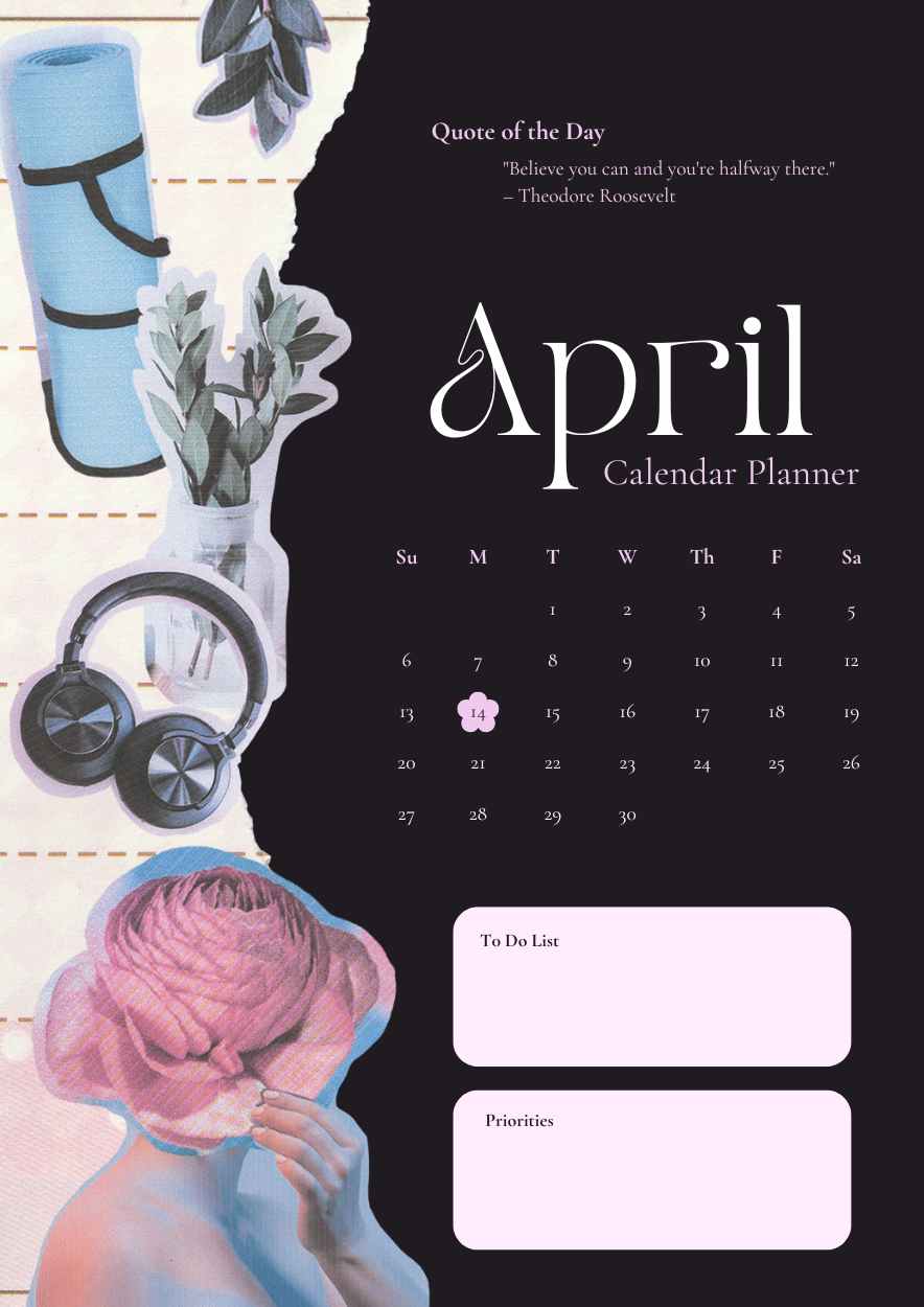 Aesthetic April Calendar Planner - slide 1