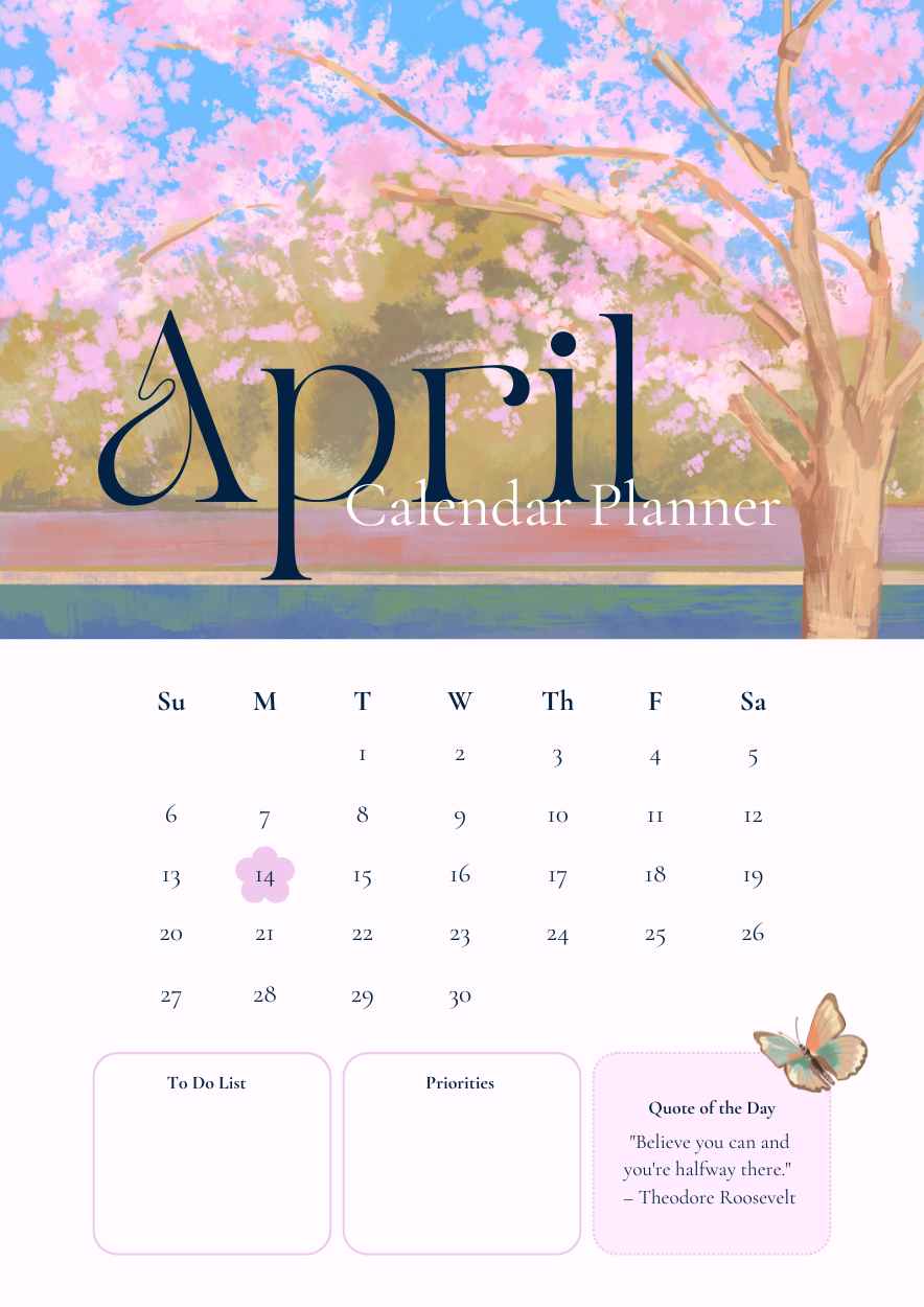 Aesthetic April Calendar Planner - slide 2