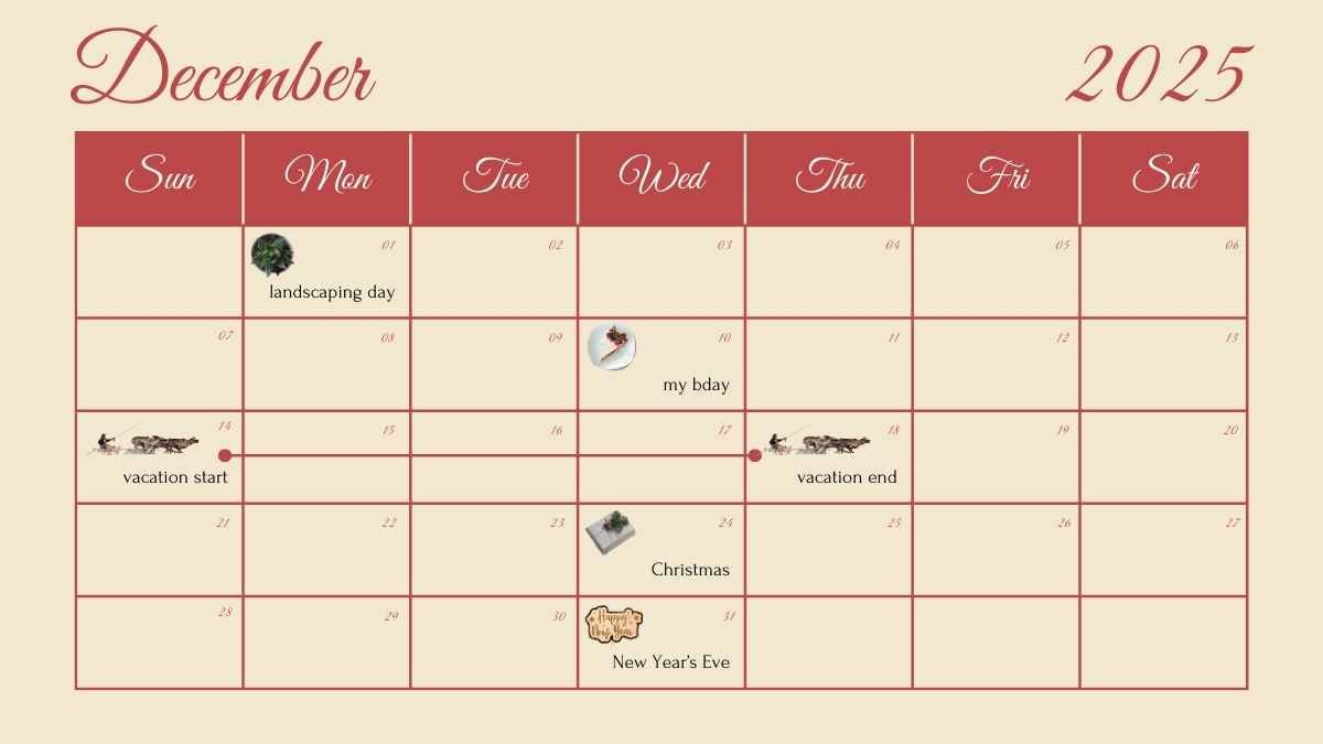 Plantillas Estéticas para Calendario Diario de Diciembre - diapositiva 3