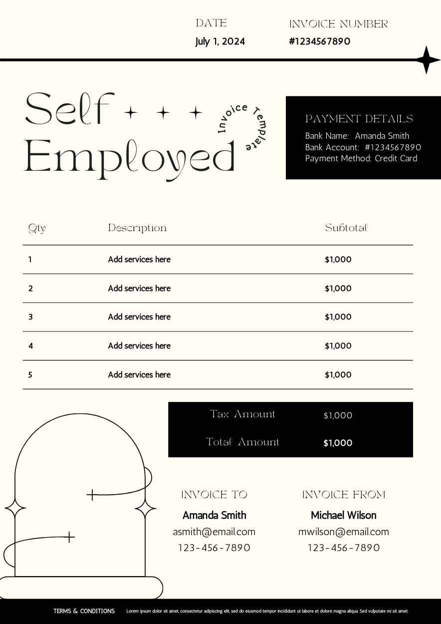 Aesthetic Self-Employed Invoice Template - slide 1