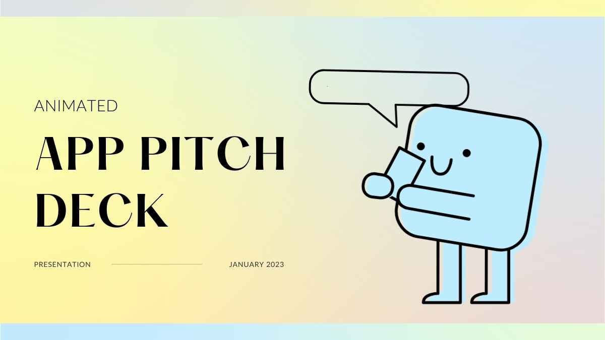 Animated App Pitch Deck Blue and Yellow Background Slides - slide 1