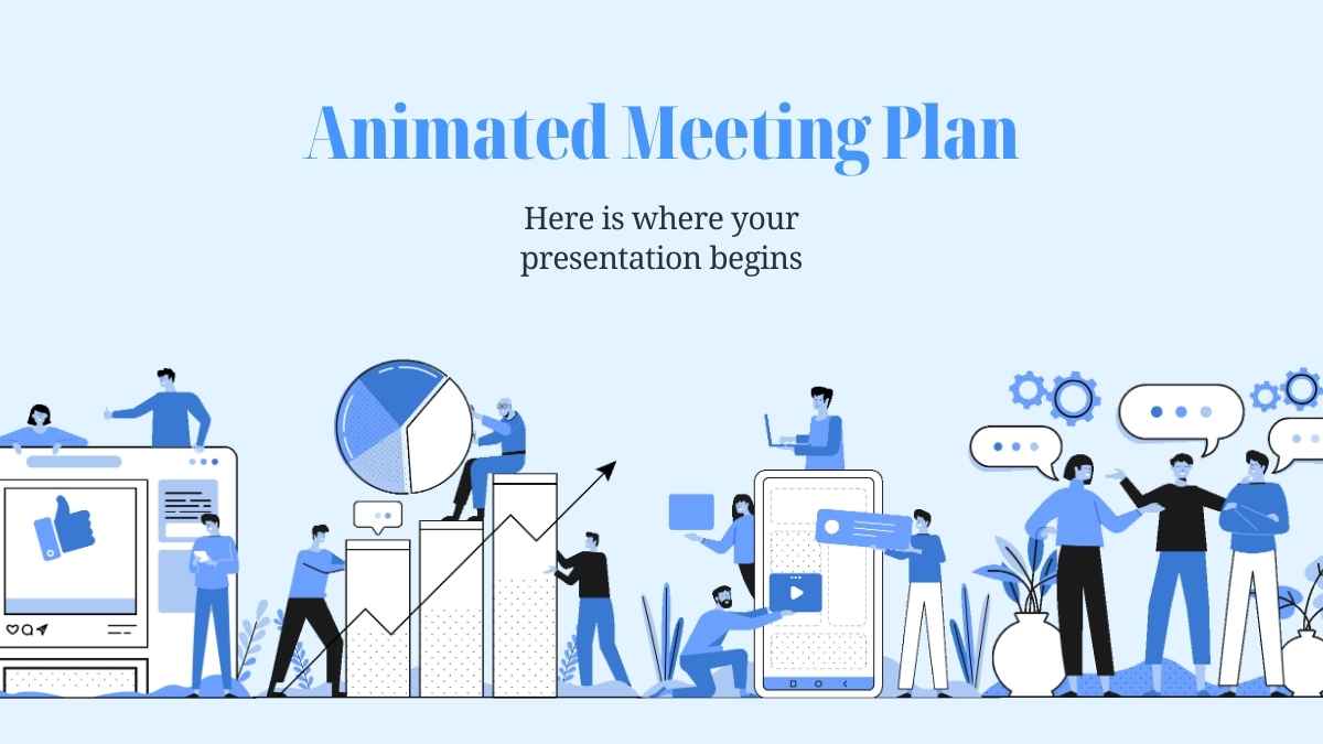 Animated Meeting Plan Blue Illustrative Minimal Business Slides - slide 1