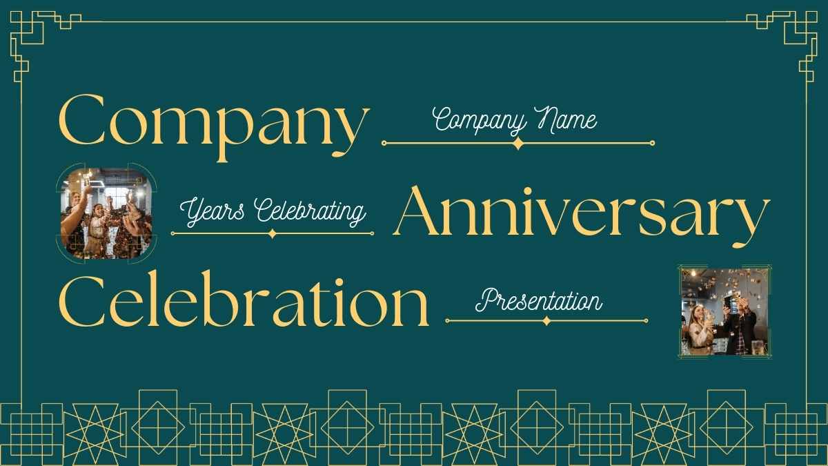 Green Art Deco Company Anniversary Celebration - slide 1