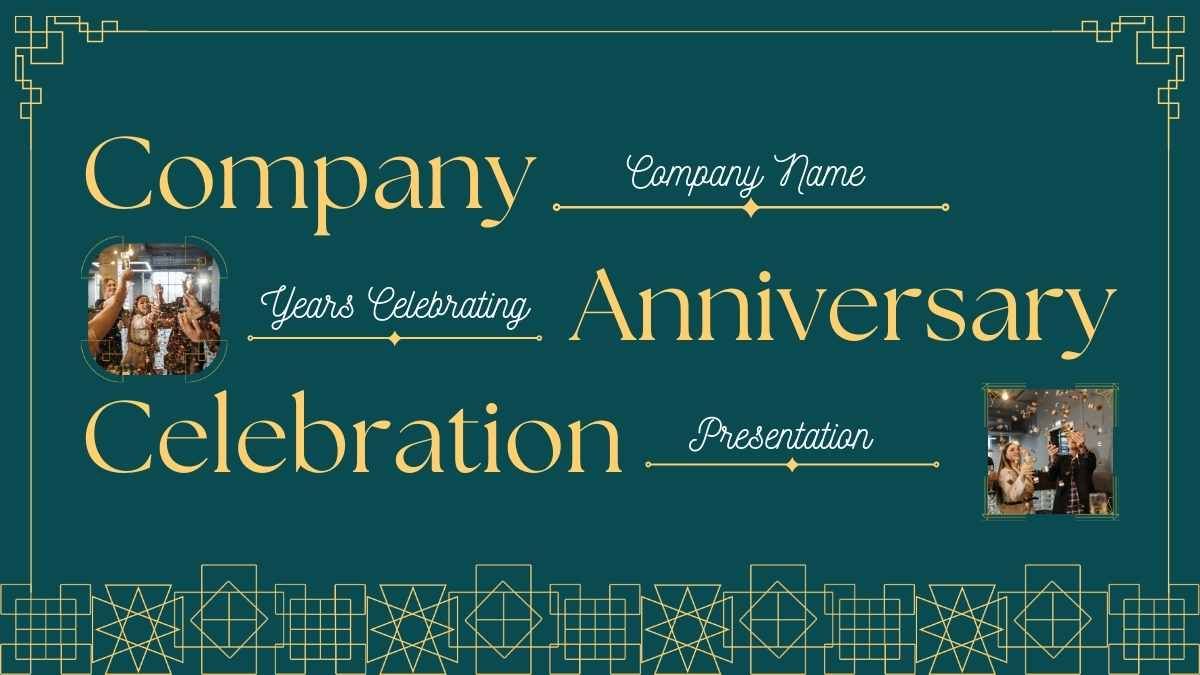 Green Art Deco Company Anniversary Celebration - diapositiva 1