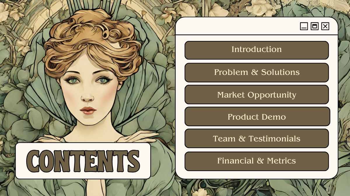 Pitch Deck Estético Art Nouveau - deslizar 3