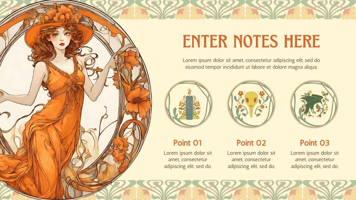 Art Nouveau Style Notes for School Slides - slide 11