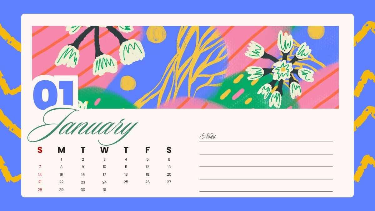 Artistic Lettering Style Yearly Calendar 2024 Slides - slide 4