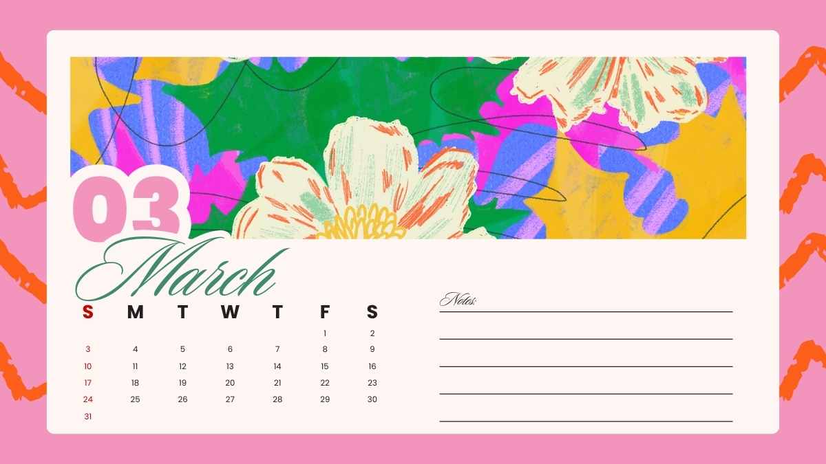 Artistic Lettering Style Yearly Calendar 2024 Slides - slide 7