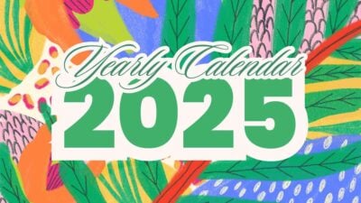 かわいいアート文字スタイルの2024年年間カレンダースライド✨