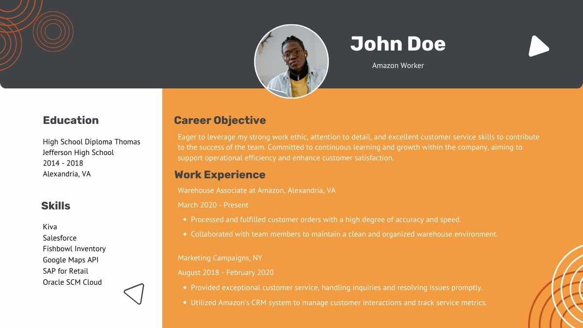 Basic Amazon Resume - slide 3