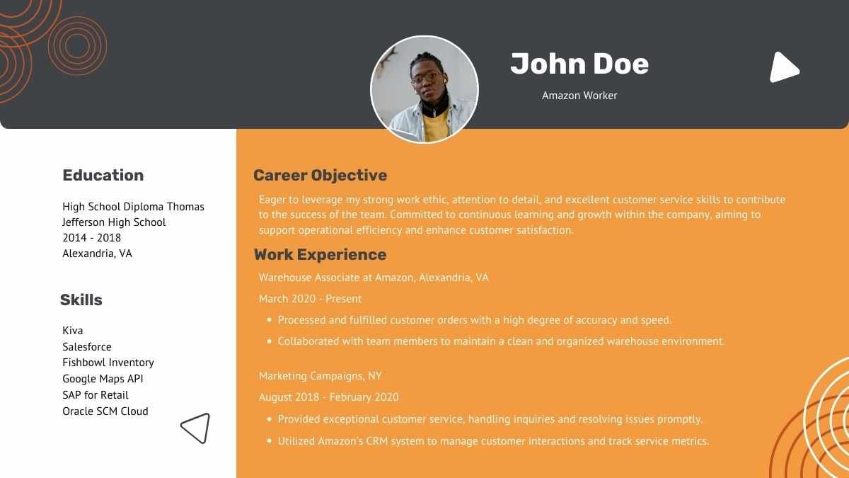 Basic Amazon Resume - diapositiva 3