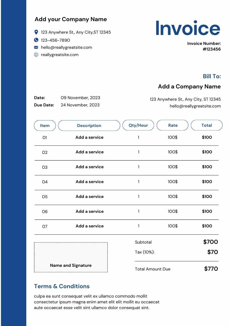 Basic Consulting Invoice - slide 1