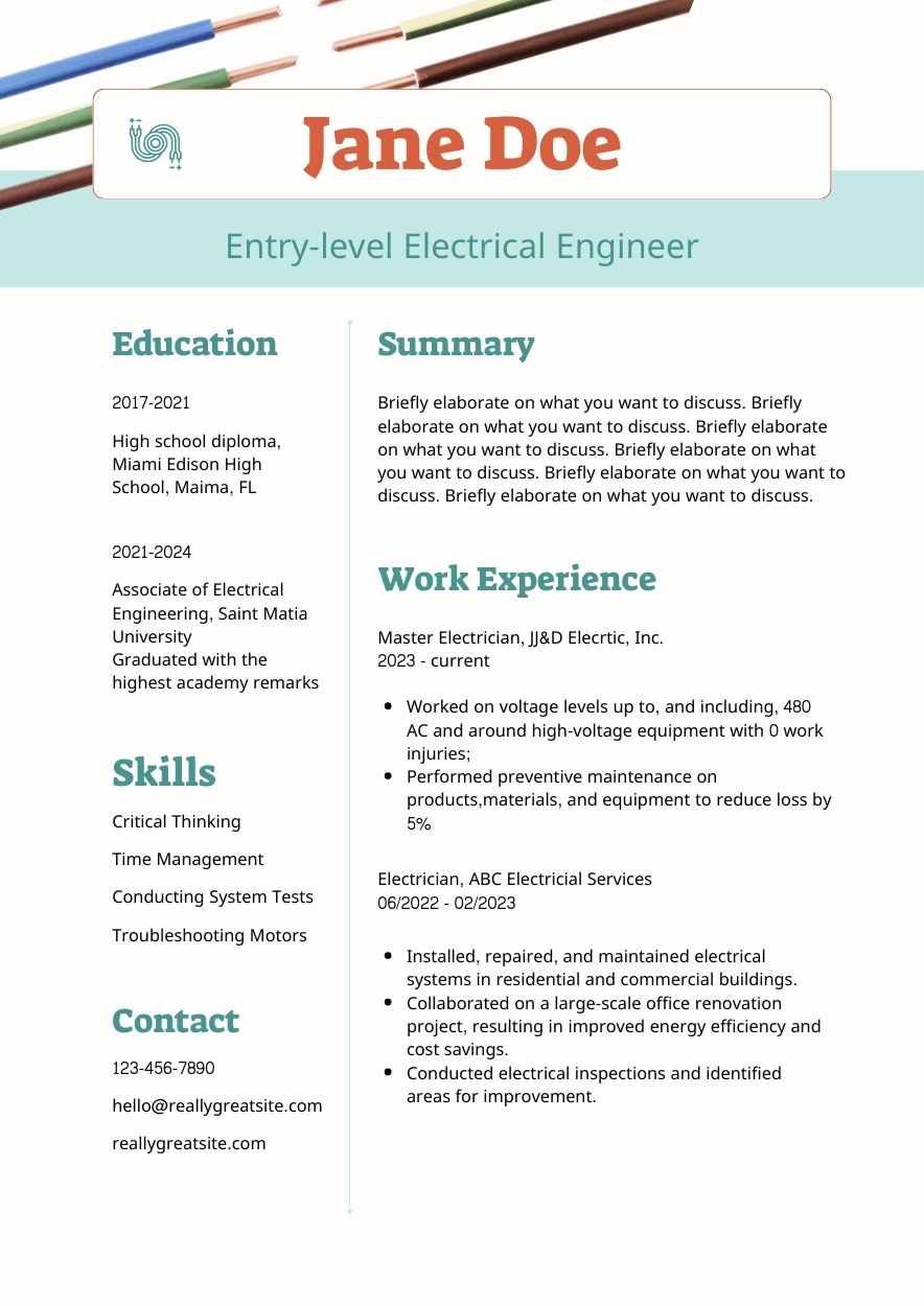 Basic Electrical Resume - diapositiva 7