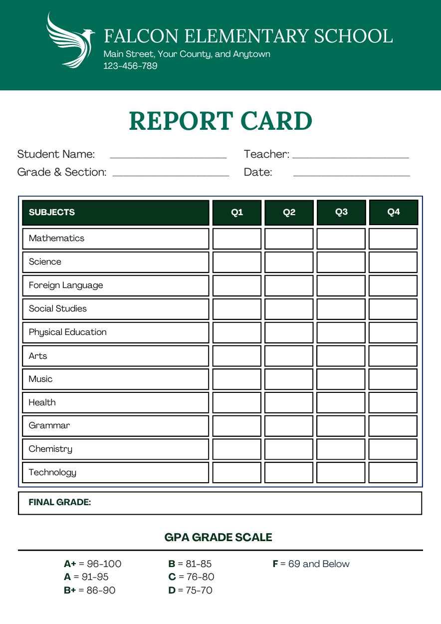 Basic Elementary Report Card - diapositiva 1