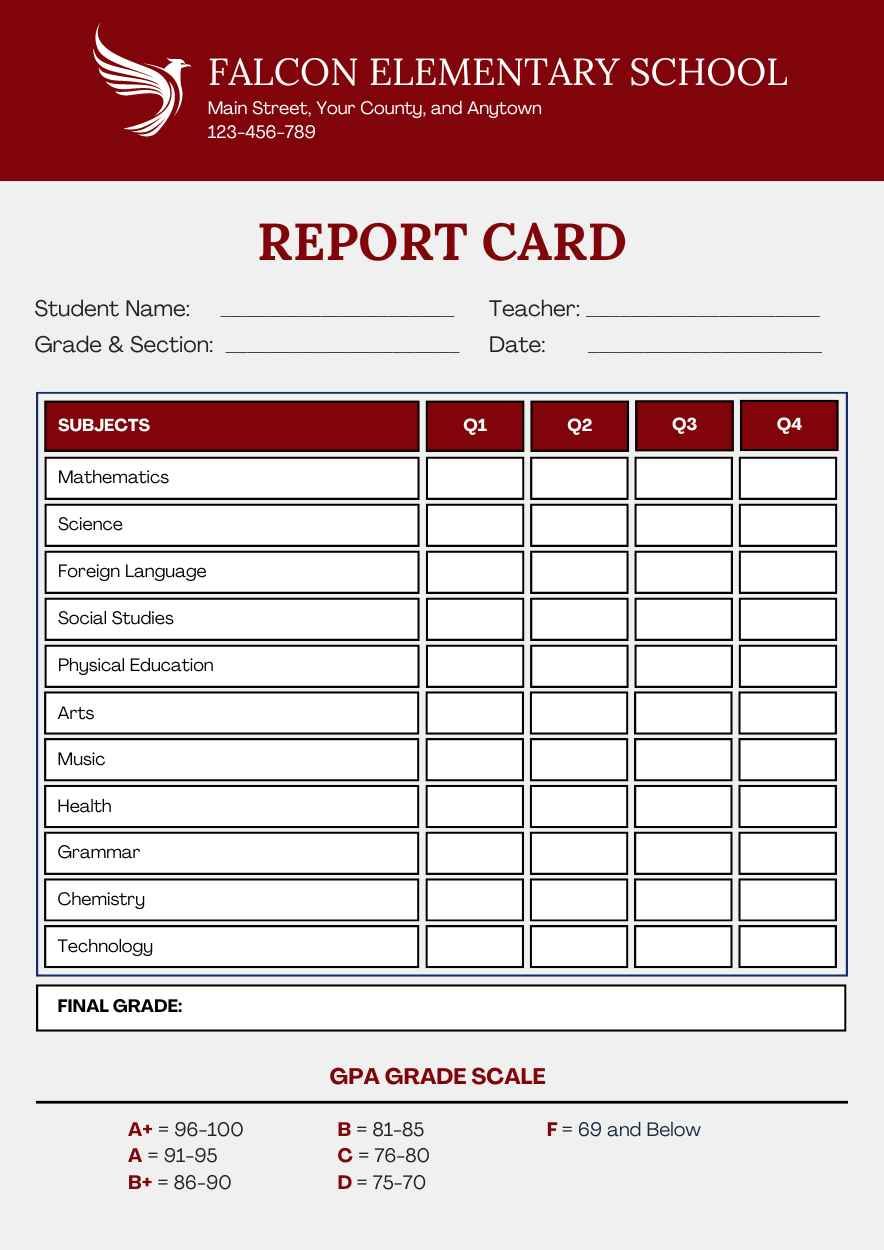 Basic Elementary Report Card - slide 3