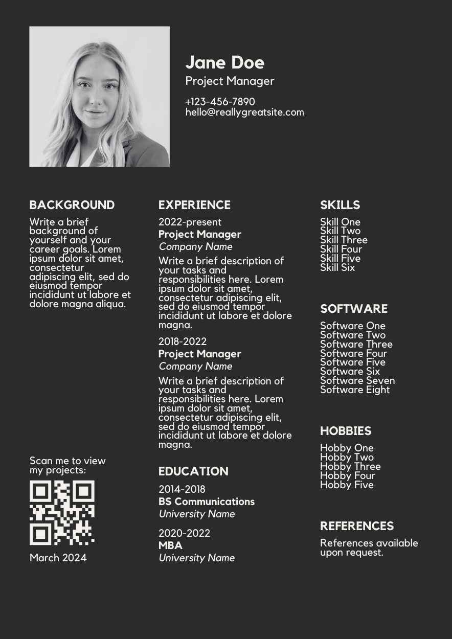 Basic Project Manager CV Resume - diapositiva 1