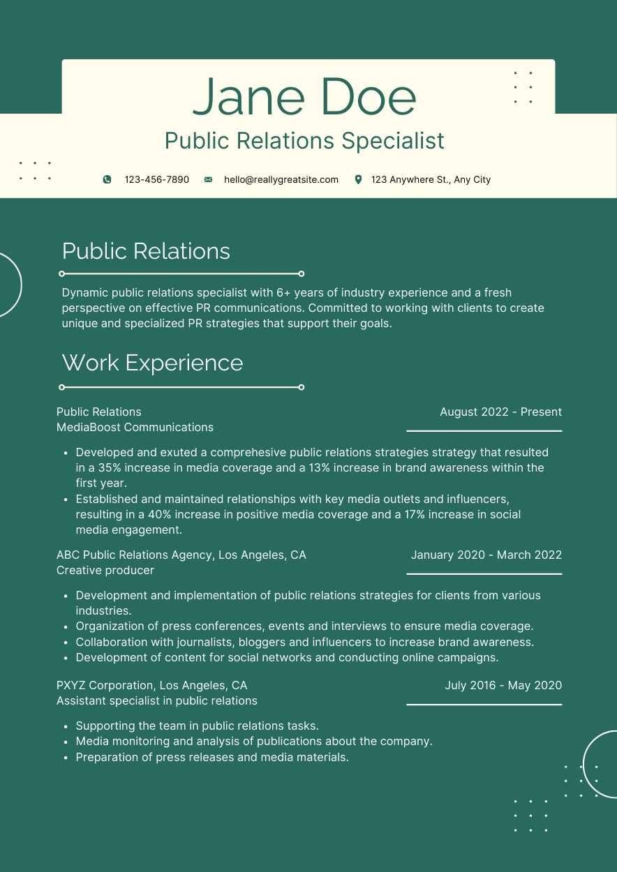 Basic Public Relations Resume - slide 1