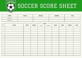 Basic Soccer Score Sheet