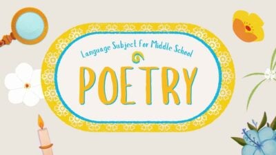 Slides Carnival Google Slides and PowerPoint Template Beige and Pastel Floral Cutout Language Subject for Middle School Poetry Presentation 1