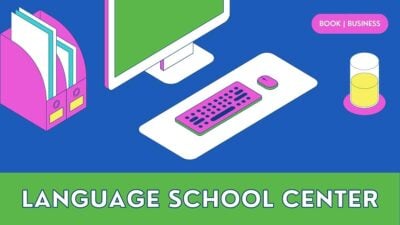 Blue, Green and Magenta Bold Lined Graphic Language School Center Business Slides