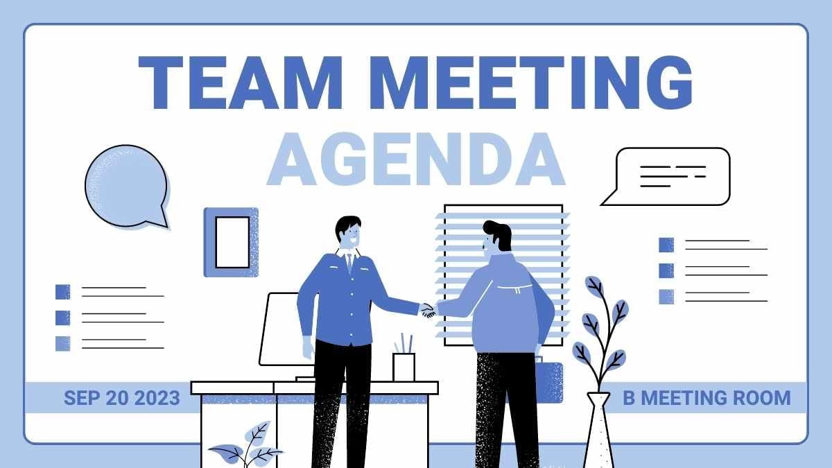 Illustrated Team Meeting Agenda Slides - slide 1