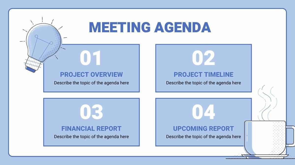Slides Ilustrados para Agenda de Reunião de Equipe - deslizar 3