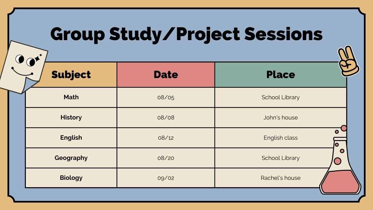 Retro High School Book Planner Slides - slide 14