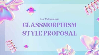 Slides de Proposta no Estilo Glassmorphism Moderno Azul e Rosa