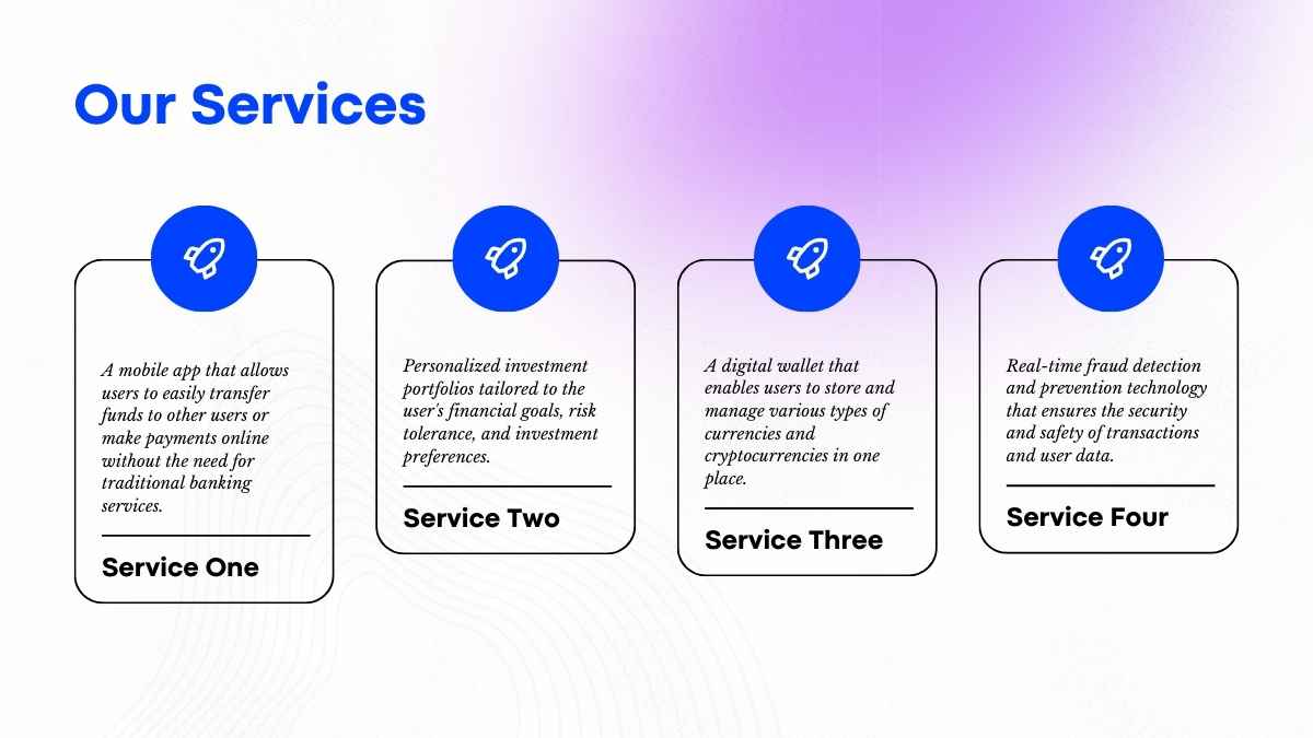 Plantilla Moderna Azul con Gradiente Fresco para Pitch de FinTech - diapositiva 11