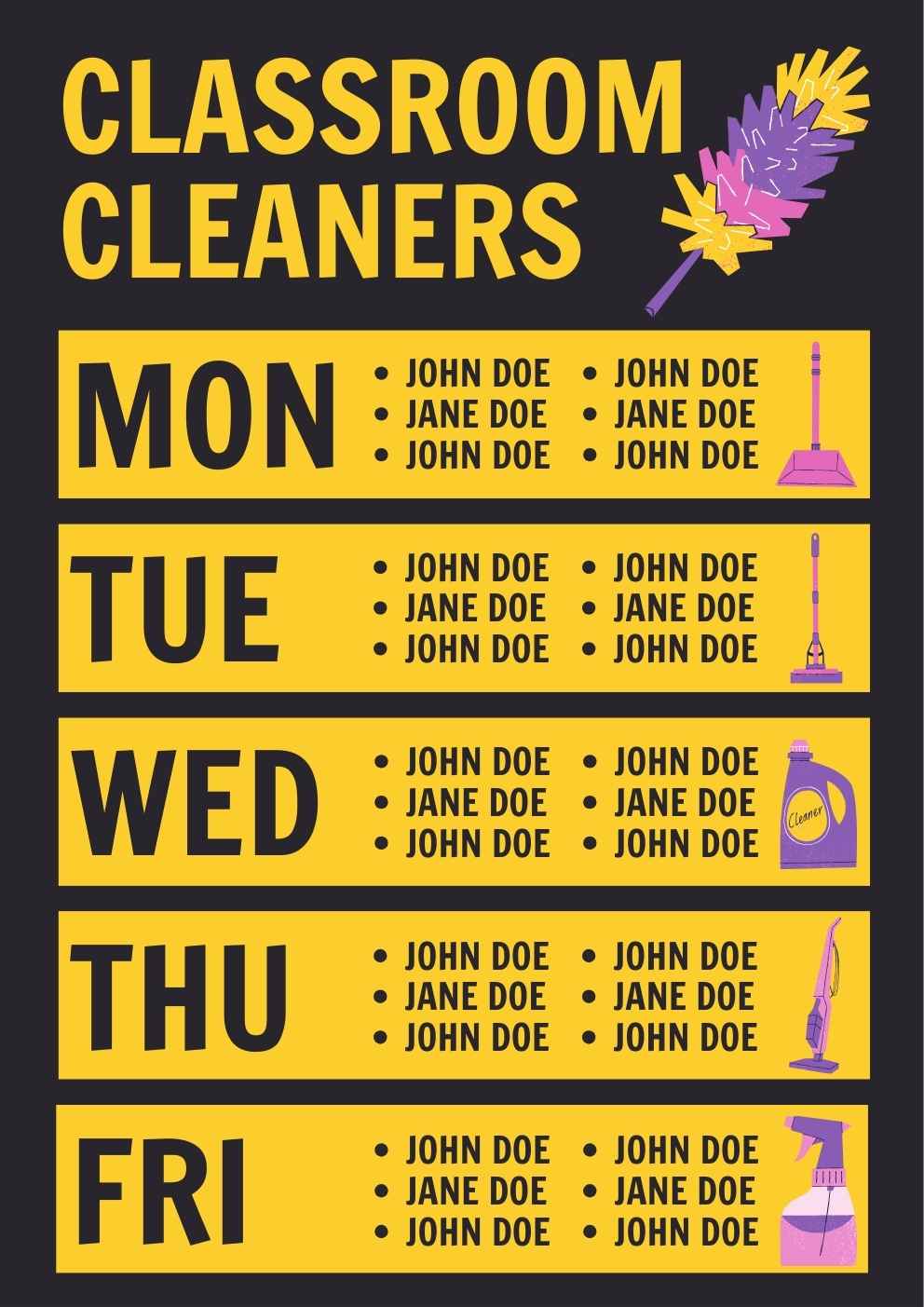 Bold Classroom Cleaners Poster Slides - slide 1