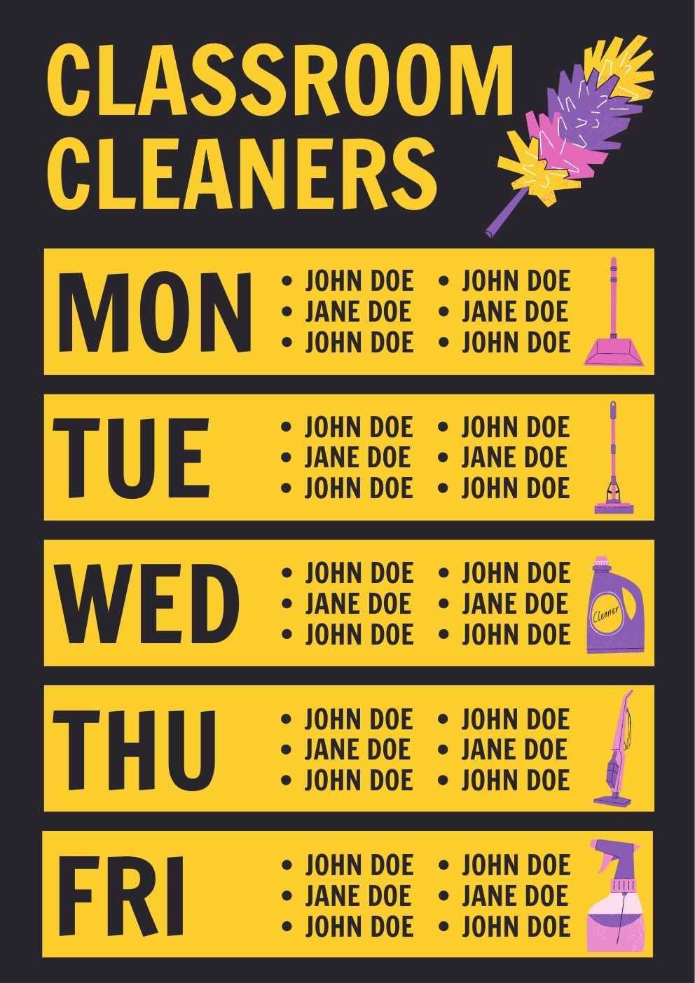 Bold Classroom Cleaners Poster Slides - diapositiva 1